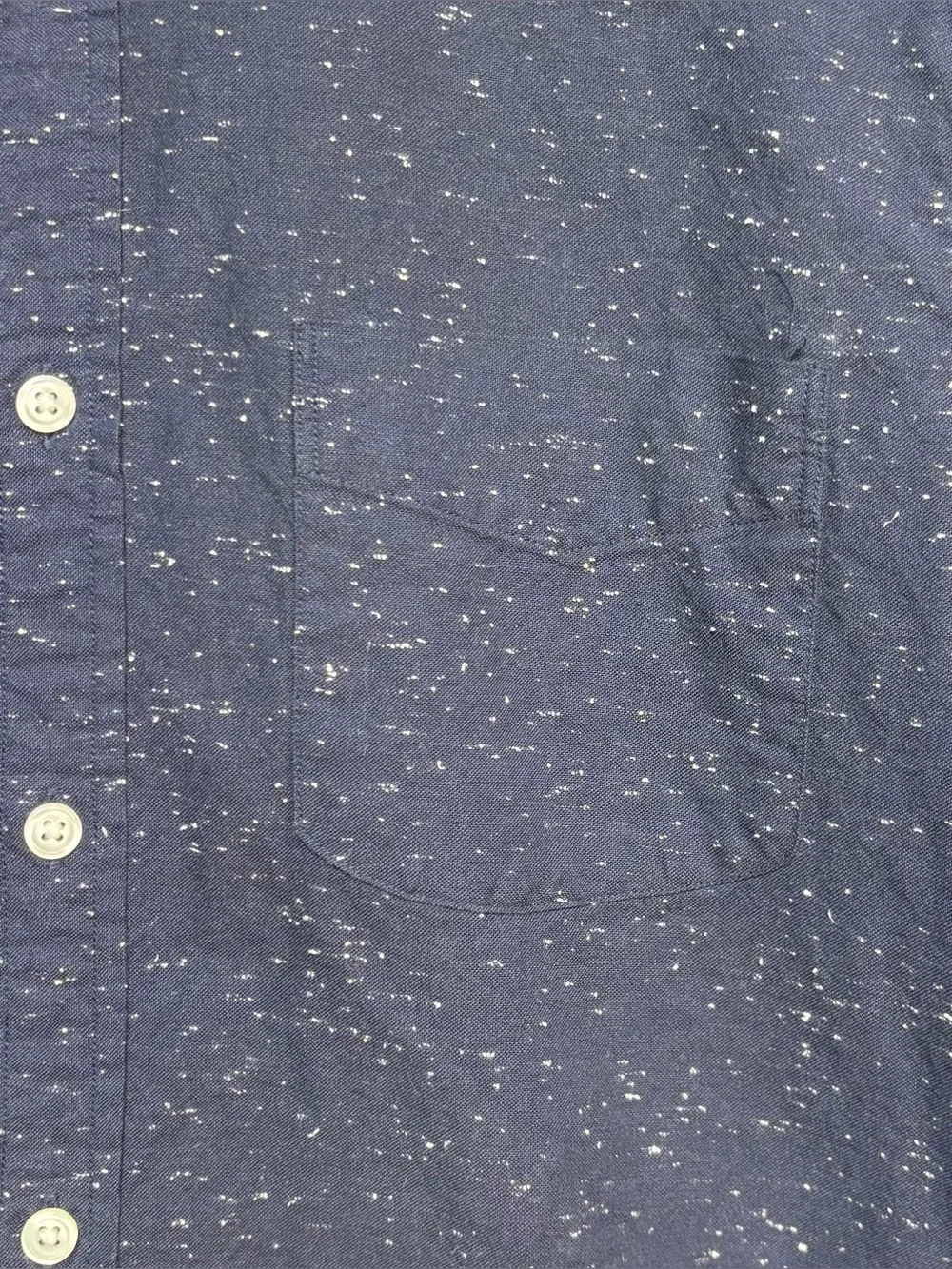 J. Crew Men’s Navy Speckled Button-Down Shirt with Chest Pocket